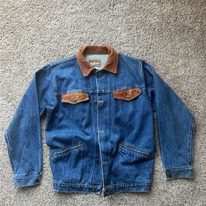 Denim and leather Barn jacket.  Jean jacket